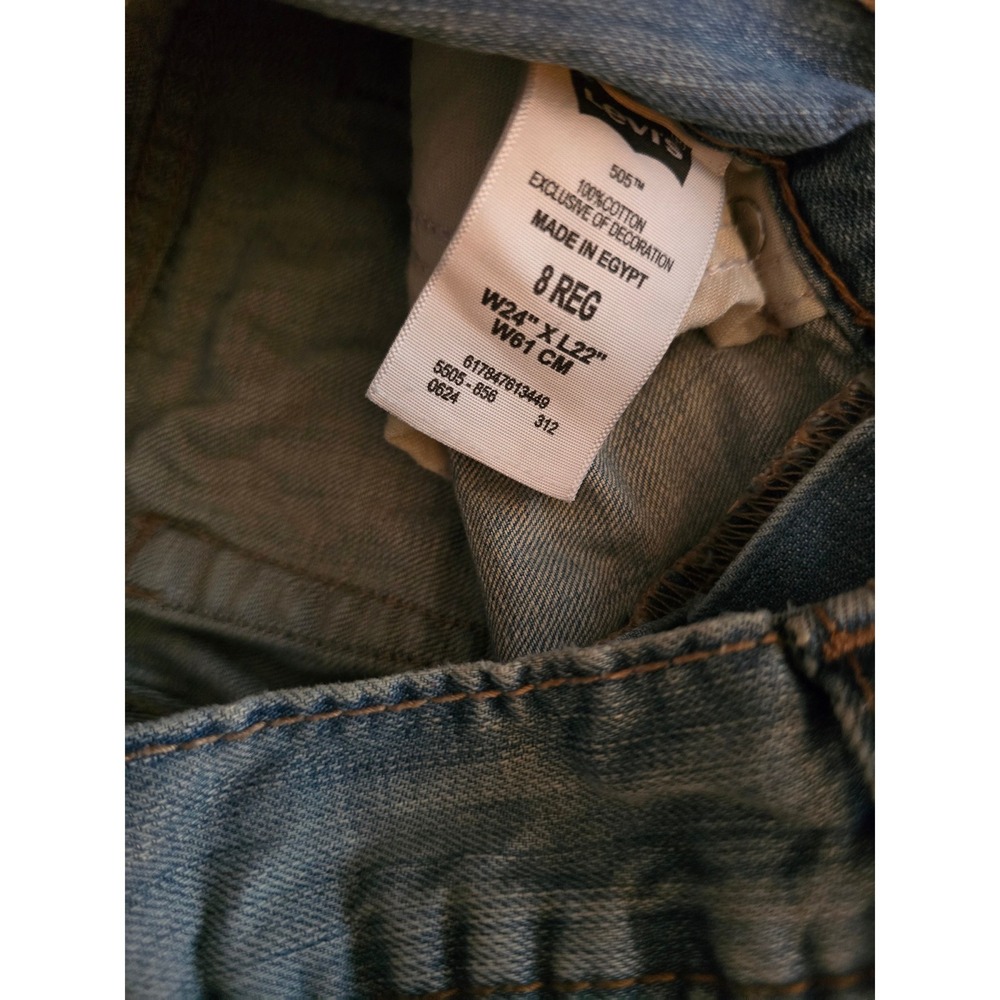 Levis 505 Straight Leg Jeans Kids Size 8 Regular Light Wash Blue Denim 24x22 - Picture 4 of 5